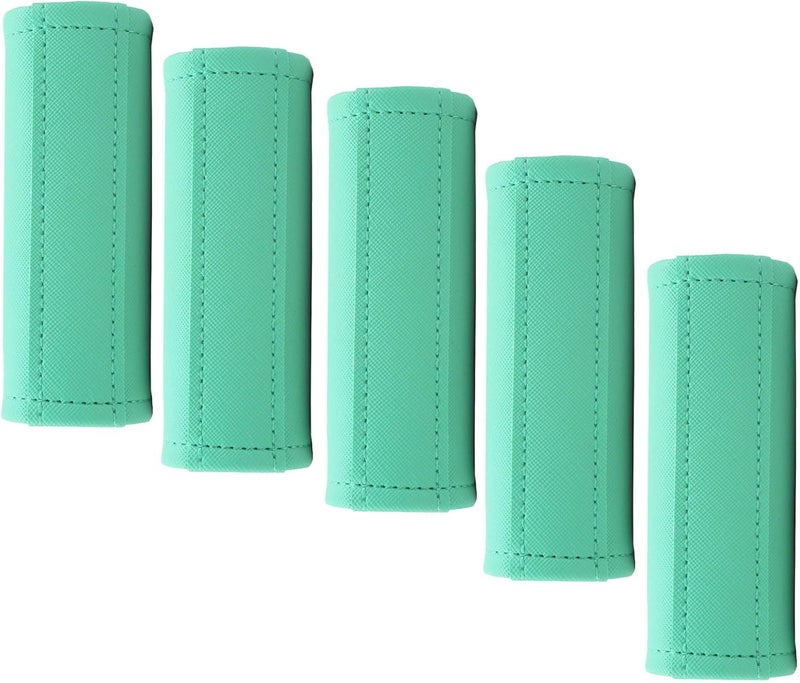 Gowraps Luggage Handle Wrap 5 Pack-Leather Luggage Handle Wraps for Suitcase/Handbag/Duffel Bag/Car Bright Luggage Identfier/Handle Covers/Grips Luggage Accessories for Travel 3.0 (Aqua) - Image 1